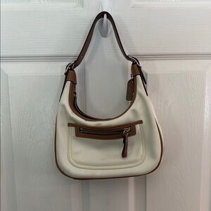 Coach White and Brown Mini Bag